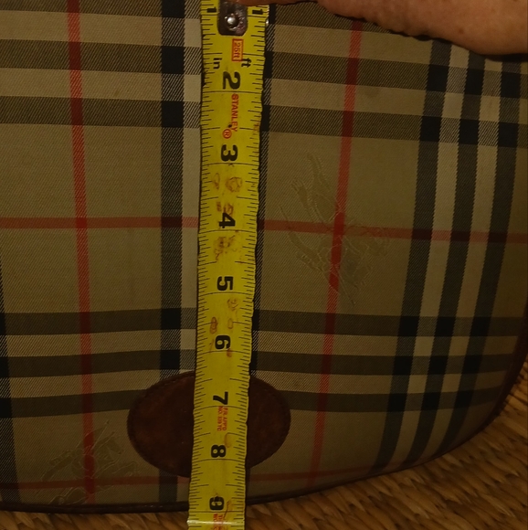 Burberry Vintage Haymarket Canvas and Leather Trimmed Brown Crossbody Make Offer - Picture 7 of 16